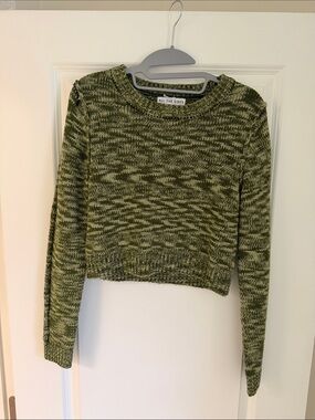 All The Ways cropped Olive Green Knit Sweater